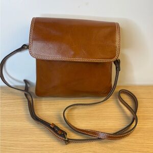 Patricia‎ Nash Heritage Balluri Brown Full Grain Leather Crossbody Bag